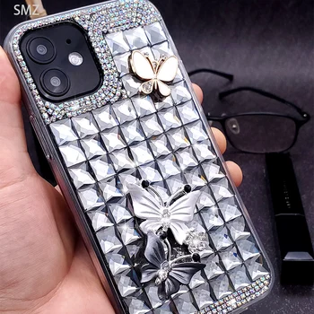 3D Bling Krystal Klar Diamant Butterfly Luksus Samsung Galaxy A51 Phone Case For Samsung 51 71 52 70 32 50 4G bagcoveret Capa