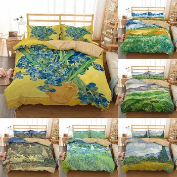 Bo Niu Geometri Berømte Van Gogh-Solsikke og Star Nat Print Strøelse Sæt 3D Printede Sæt sengelinned Dynebetræk og Pudebetræk