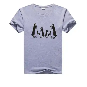 Tegnefilm Pingvin Print Tshirt Kvinder Sommeren Korte Ærmer Bomuld Kvinder T-shirt Sort Hvid Casual t-Shirt Femme Top