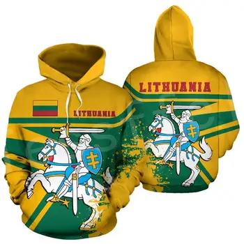 Tessffel Retro NewFashion Litauen Land Flag, Pullover, Streetwear, Sjove Træningsdragt Harajuku 3DPrint Lynlås/Trøjer/Jakke S-3