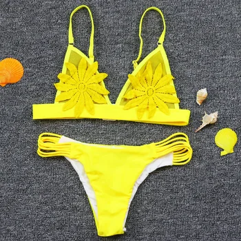 2021 Populære Bikini Women ' s Badedragt Sexy Lace-Udskæring, Vævet Badedragt Pige Gennemsigtig Stranden og Solbade