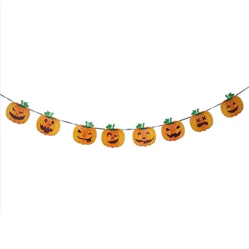 3m DIY Dekorationer Halloween Party Ferie Trekant Trække Flag Bat Skull Pumpkin Papir Trække Blomst Dekoration Halloween Trække Flag