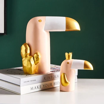 Moderne Harpiks Håndværk Fugl Figur Statue Kontor Ornamenter Skulptur Hjem Tilbehør Til Udsmykning Fugl Skulptur Børn Gaver