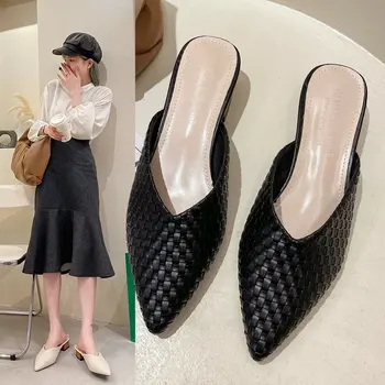 Koreanske Version af Half-understøttet Enkelt-sko Hjemmesko Kvindelige Forår/sommer 2021 One-step Ydre Slid Baotou Dovne Halv-tøfler