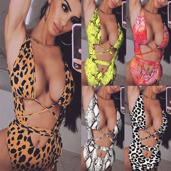 Delt Badedragt Sexet Leopard Bikini 6 Farve Hot Bikini Høj Talje Sexet badetøj Badetøj Justerbar størrelse Bikini Sæt