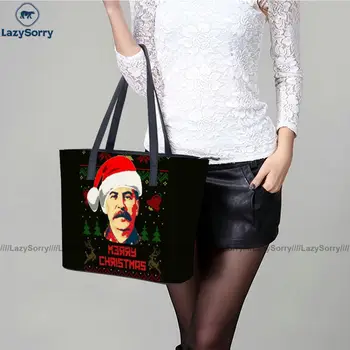 Santa Claus Skuldertaske Stilfulde Læder Håndtaske Pige Picnic Håndtere Gaver Shopping Taske