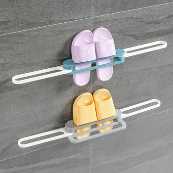 Multifunktions-sammenklappelig badeværelse tøfler holder rammen stansning vandtæt badeværelse væg afløb rack fold sko holder organizer
