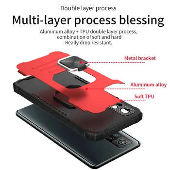 Telefonen Tilfældet For Xiaomi Redmi Note 10 10'ERE Pro Max antal Luksus Anti-falder Tungt Beskyttelse Rustning Med Ring Beslag Køretøj Magnetisk Cover
