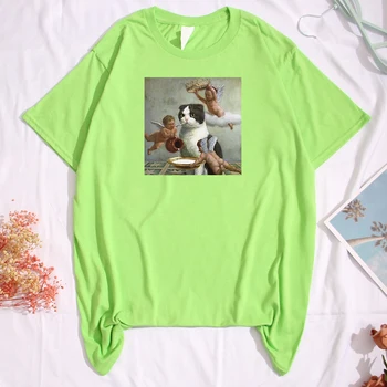 Angel Cat Søde Print T-Shirts, Sommer Cool Crewneck Mænd Tøj Harajuku Mænd Casual T-Shirts Mode Sommer Bomuld t-Shirts Toppe