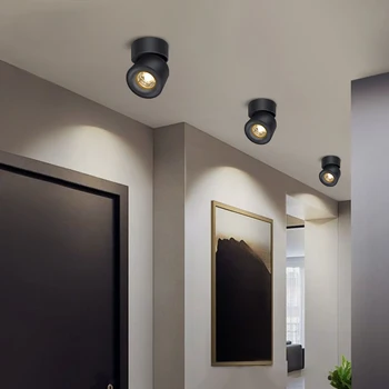 Overflade Monteret Downlight Spot Led-loftslampe Rund Dæmpbare LED-Belysning 360 Graders Drej Til Stue, Soveværelse Restaurant