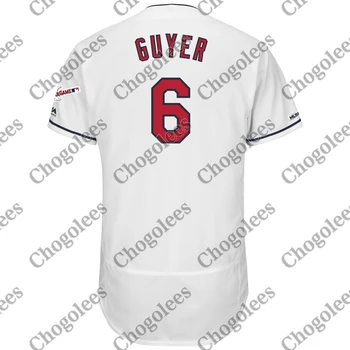 Baseball Jersey Brandon Guyer Cleveland Majestætiske Hjem 2019 All-Star Game Patch Flex Base Spiller Jersey