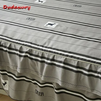 Dudaxury Fashionable Bilaterale Bed Nederdel Trykt Bed Cover Åndbar Lagen Microfiber Dronning Madrasbetræk King Ark