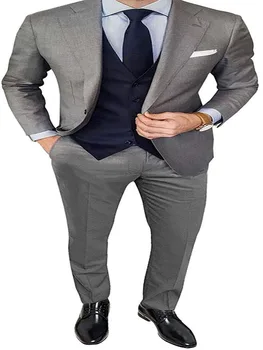 Mænds Slim Fit 3-Piece Suit Én Knap bryllupsfest Blazer Jakke Tux Vest & Bukser