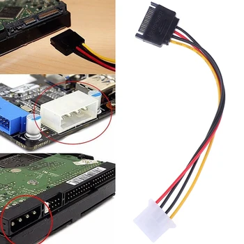 SATA TIL IDE-Power Kabel-15-Pin SATA han til Molex IDE 4 Pin Female Adapter Kabel