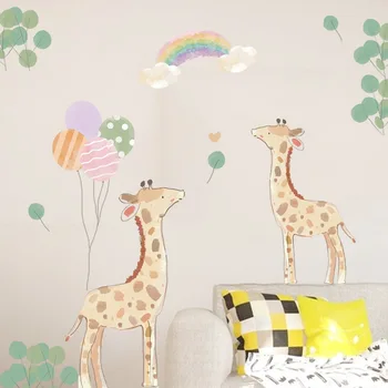 Tegnefilm Giraf Wall Stickers til Børn Værelser, Soveværelse Indretning Tapet Vægmaleri boligindretning Stue Sofa Baggrund vægoverføringsbilleder