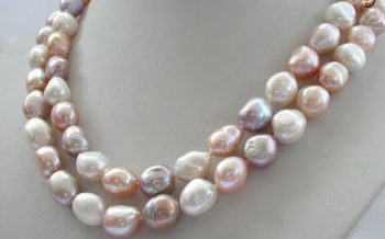 God bedøvelse 2rows STORE barok-flerfarvet ferskvands perle halskæde