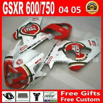 Hot salg for rød hvid SUZUKI 2004 2005 GSXR 600 750 fairing K4 RIZLA version 7 gave gsxr600 XFG GSX 04 05 R750 karrosseri 893