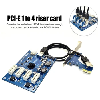 1 Sæt PCI-E X1 Til 4 PIC Express X16 Expansion Kit 1 Til 4 Port til PCI Express-Skifte Multiplikator PIC HUB 6-Pin Sata USB-Riser-Kort