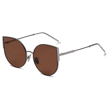 2021 Trendy Cat Eye Polarzied Solbriller til Mænd, Kvinder Udendørs Rejse Anti UV400 PC Linse Metal Ramme Skygge Briller