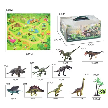 Pædagogisk Legetøj 9pcs Simuleret Dinosaur Realistisk Dinosaur-Modeller Med 1pc Kort Mat For Børn 5pcs Kokos Træer Gave Til Børn