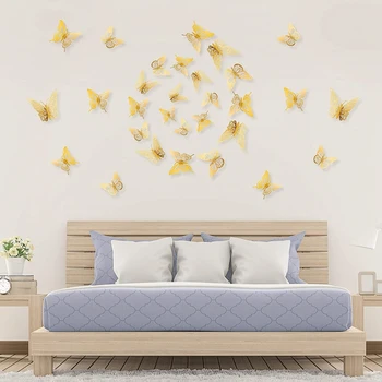 3D Sommerfugl Wall Stickers, 36 STK Butterfly vægoverføringsbilleder til Værelse Dekoration Kids Soveværelse Part Home Decor