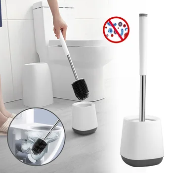 Silikone Toilet Børste Toilet Børste Base WC Badeværelse med Pincet Badeværelse Tilbehør Sæt Husstand Forsyninger 2