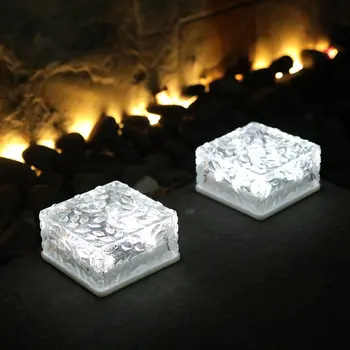 Akryl Efterligning Crystal Ice Flower 6LED Sol-Gulvtæppe Lys isblok Pynt Liggende Græsplæne Lampe Haven Dekoration