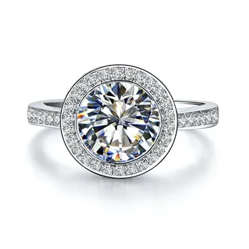 Massivt 14K White Gold Ring for Kvinder Engagement Smykker 3CT Diamant Jubilæum AU585 Vielsesring