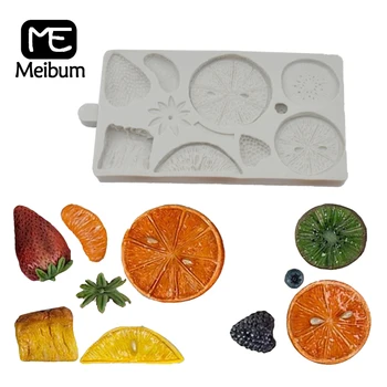 Meibum Fad Med Frugt Silikone Fondant Kage Form Ananas Jordbær Orange Pasta, Sukker Håndværk Udsmykning Mould Chokolade Kager