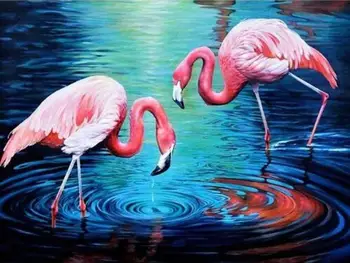Flamingo 5D DIY kvalitet fuld diamant maleri, broderi cross stitch kunst kits hjem indretning gave