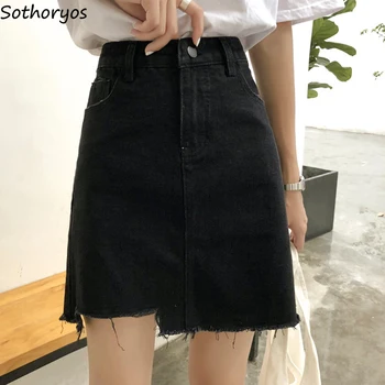 Nederdele Kvinder Solid Mini Nederdel Alle Match Komfortable Dame Denim Koreansk Stil Sommeren Nye Mode Daglige Afslappet Harajuku Dejlig