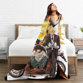 Death Note Tæpper Fleece Dekoration Japan Manga Multifunktion Ultra-Bløde Smide Tæpper til Sofa Soveværelse Quilt