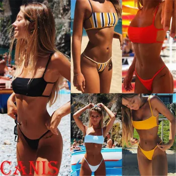 Kvinder Lodrette Striber Bikini Sæt Sexet Bandage G-Streng Biquini Badetøj, Sommer, Strand Slid Pool Party Badedragt Nye Mode 2021