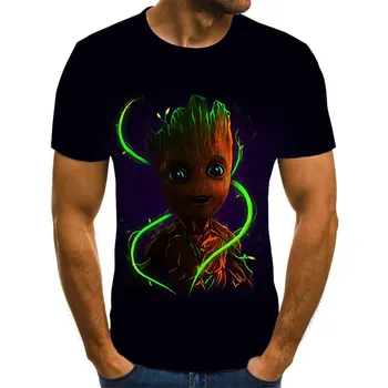 Sommeren nye stil 3D-print hero galaxy vagt Groot kortærmet T-shirt til børn Harajuku 3D digital print rund hals T-shirt