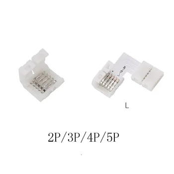 5pcs 2pin 3pin 4pin 5pins Gratis Lodning LED Stik 10mm L Form Corner connector til RGB LED Strip Light RGBW RGBWW