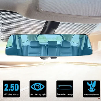 Bil Spejl Indvendige Førerspejle Universal Auto Rear View Mirror, Anti-blænding Vidvinkel Overflade Blå Spejl 280mm