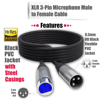 XLR Mikrofon MIC 3-Pin han Til hun-Kabel, Ledning, Stik Udvidelse Afskærmet XLR 3-Pin Mikrofon Kabel