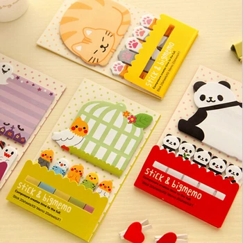 Søde Panda Og Kat Tegnefilm Memo Sticky Notes Musikalske Papir, gule sedler Writiing Puder Til Pige Skole Papirvarer TW221