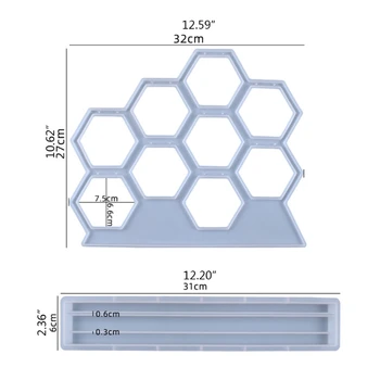 2021 Nye Smykker Vis Rack Crystal Epoxy Harpiks Skimmel Sekskantet Formede Øreringe Displayet Stå Silicone Mould DIY Håndværk Værktøj