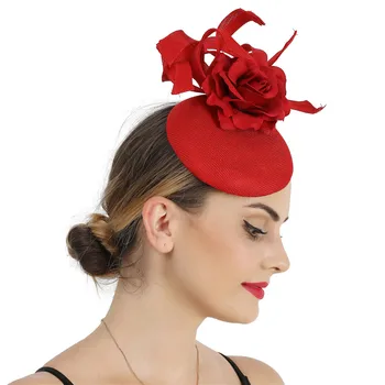 Elegante Kvinder, Damer Sinamay Hat Fascinerende Hovedbøjle Klip Fascinator Med Blomst Bryllupsfest Royal Ascot Hår Tilbehør Hovedbeklædning
