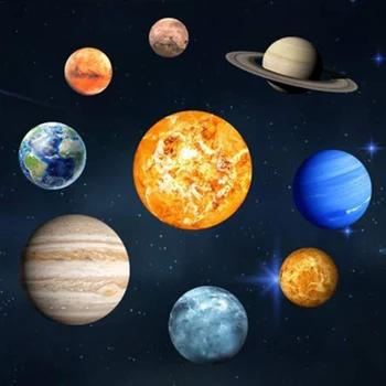9Pcs/Set, 9 Planet i solsystemet, Fluorescerende Væggen Stick Universet Planet Galaxy Børn Værelses Lysende Wall Stickers