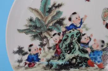 Qianlong familia de porcelana rosa Placa de porcelana antigua llena de regalos de adornos antiguos de glæde.