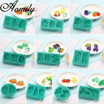 Aomily 10 Stilarter, Grøntsager, Frugt Formet 3D Silicium Kage Fondant Chokolade Jelly Candy Bageforme Skimmel Wienerbrød isblok Sæbe Skimmel