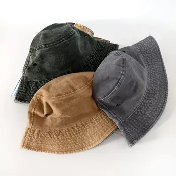 Fiskeren Hat Vintage Sammenklappelig Denim Enkle Stil Bucket Hat for Mænd Udendørs sportstøj