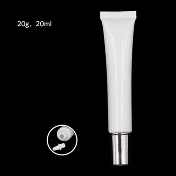 20ML 20G Hvid Plast Slange med Silver Cap, Medicinsk Creme, Rør, Kosmetiske BB Cream Eye Cream Emballage Tube, 100pcs/Masse