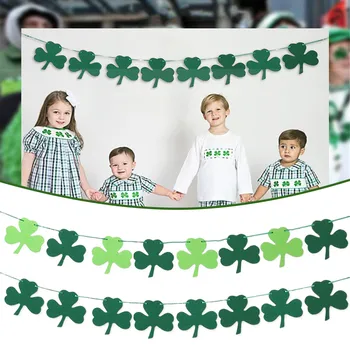 St. Patrick ' s Day Trække Flower Party Dekoration Grønne Ikke-vævet Flag