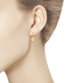 SOKOLOV drop øreringe med sten i guld med blå cubic zirconia mode smykker 585 kvinder/mænd, mand/kvinde, lange øreringe
