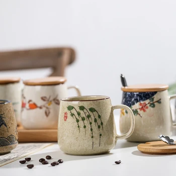 Vintage kaffebæger Unik Japansk Retro Stil Keramik Kopper, 380ml Ovnen Ændre Ler Morgenmad Cup Kreative Gave til Venner