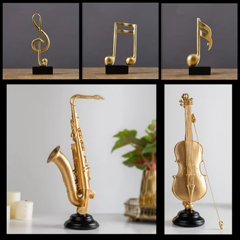 Europæiske Luksus Violin Figurer Sax Statuetter Harpiks Musikinstrument Bemærk Model Indretning, Boligindretning Moderne Tilbehør
