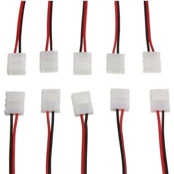 PCB-Kabel 2 Pin LED Strip-Stik 3528/5050 8mm / 10mm Bredde PCB Bånd Enkelt Farve Adapter Engros-10stk/masse